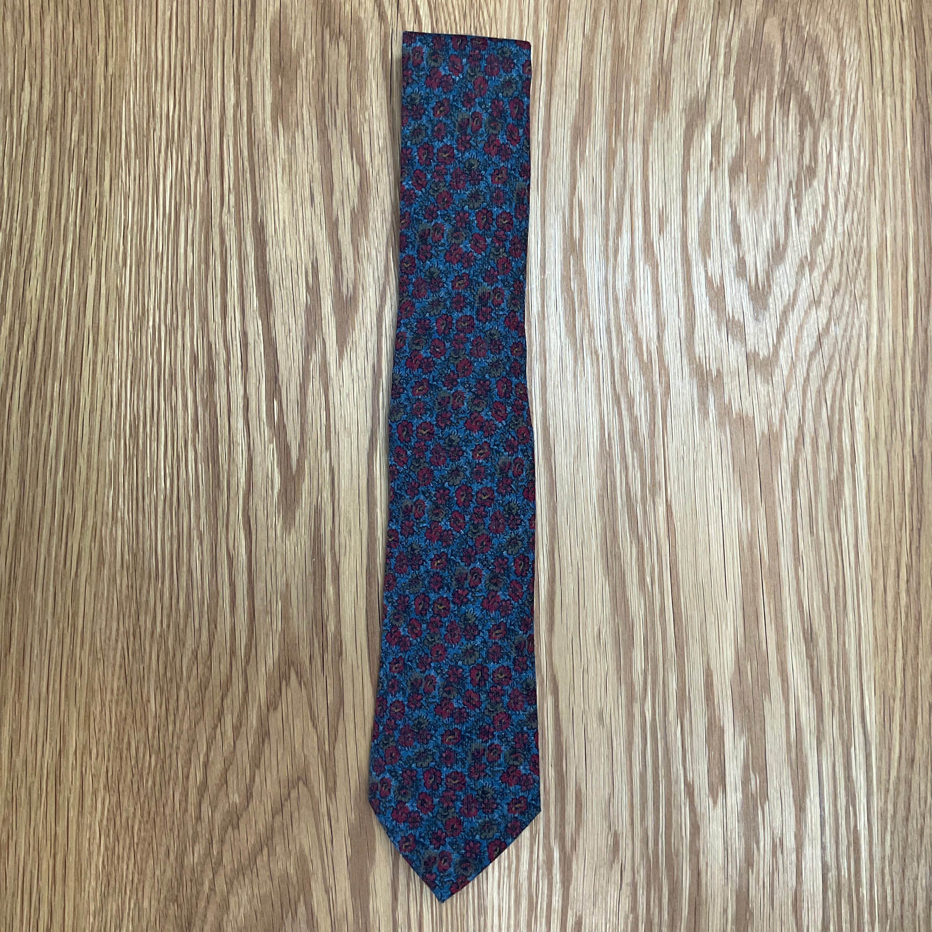 Navy Red Floral Wool Tie Q. Contrary