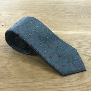 Neat Floral Silk Tie Grey