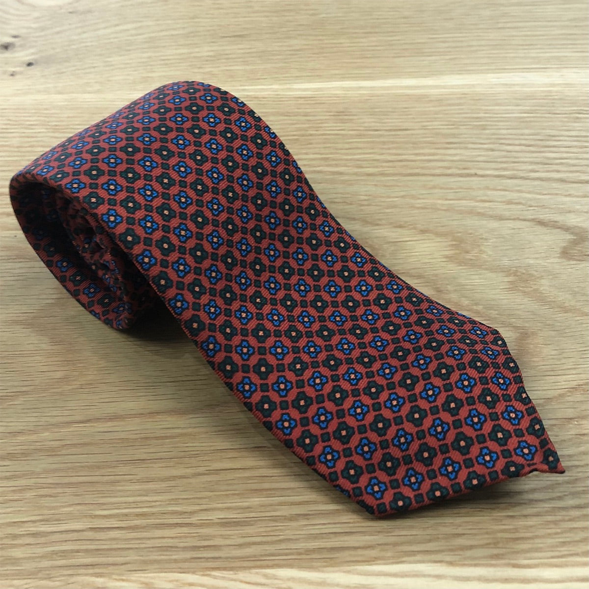 Neat Floral Silk Tie Orange