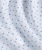 Neat Print Dress Shirt White & Blue David Donahue