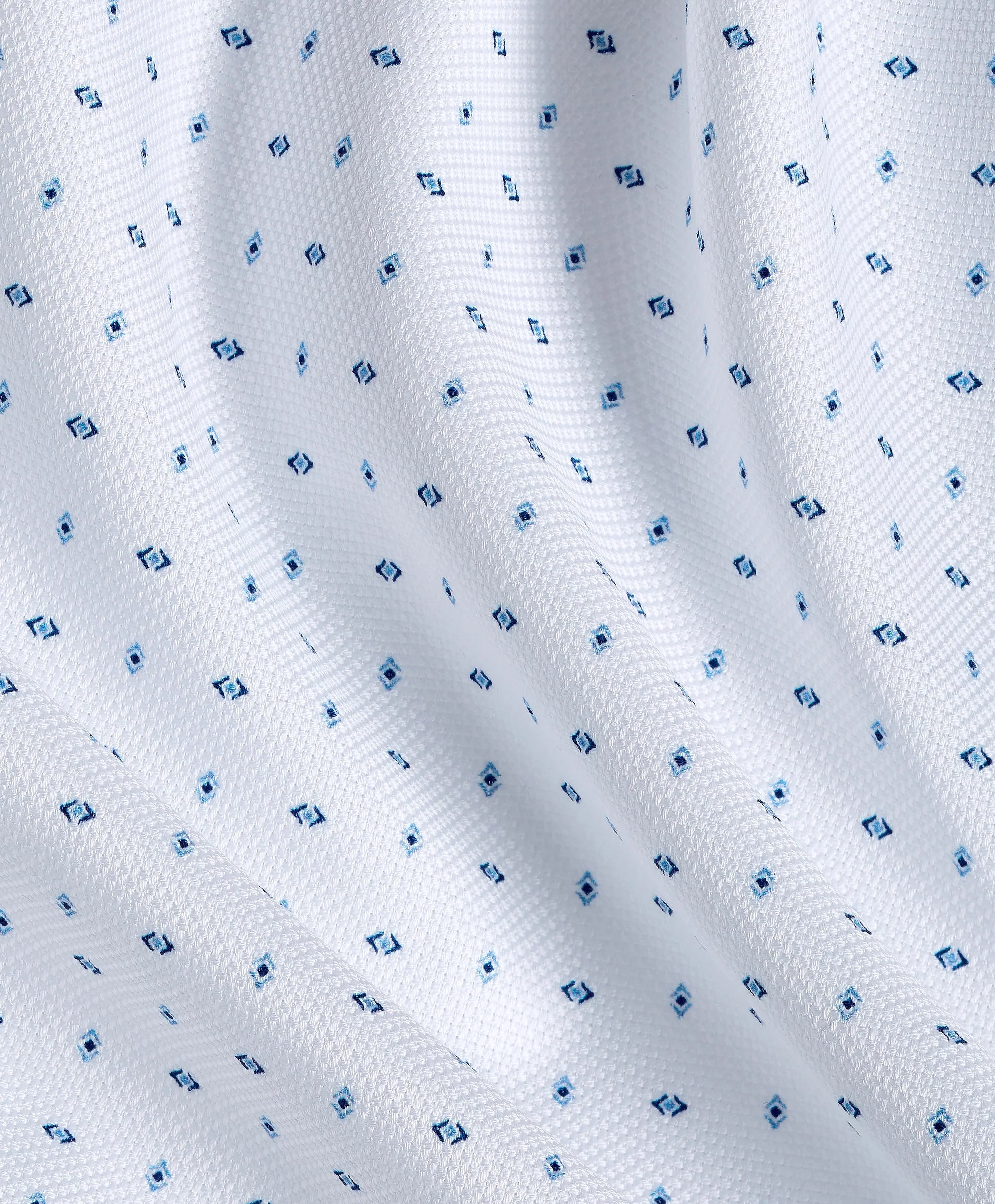 Neat Print Dress Shirt White & Blue David Donahue