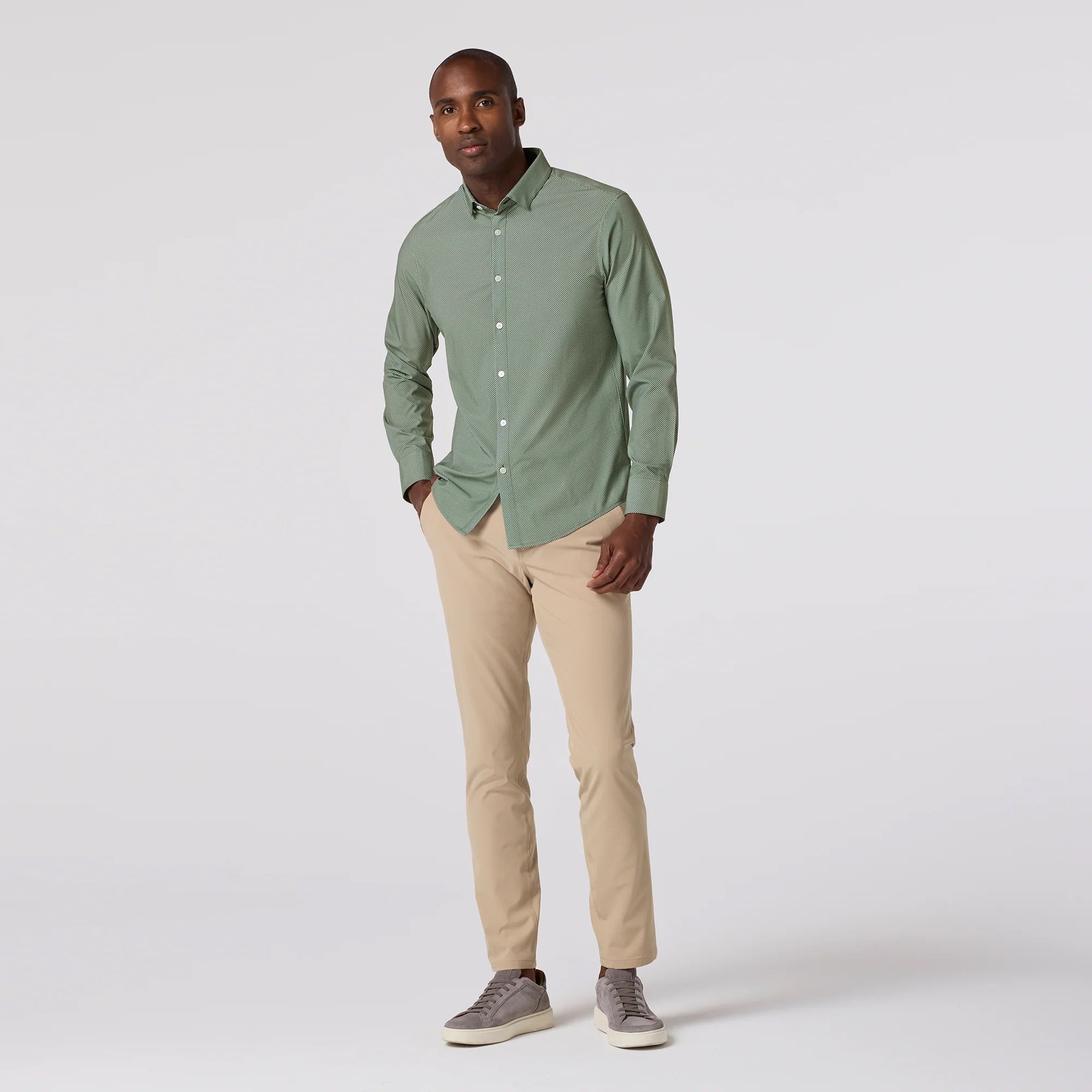 Olive Pressed Diamond Leeward Dress Shirt Mizzen+Main