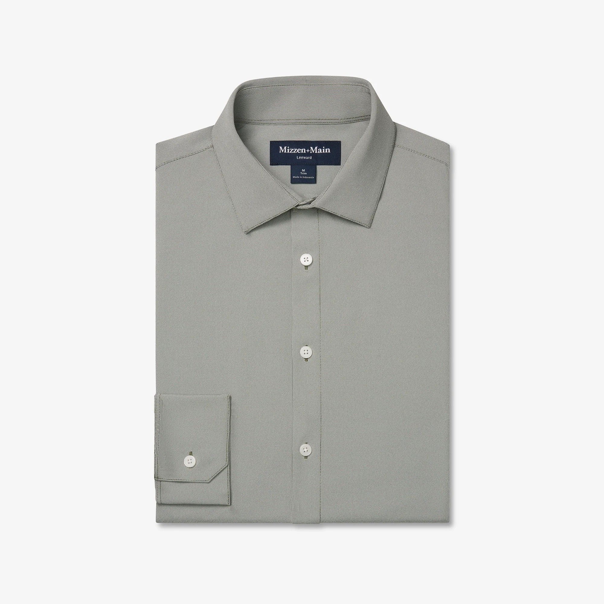 Olive Straton Check Leeward Long Sleeve Dress Shirt | Mizzen+Main