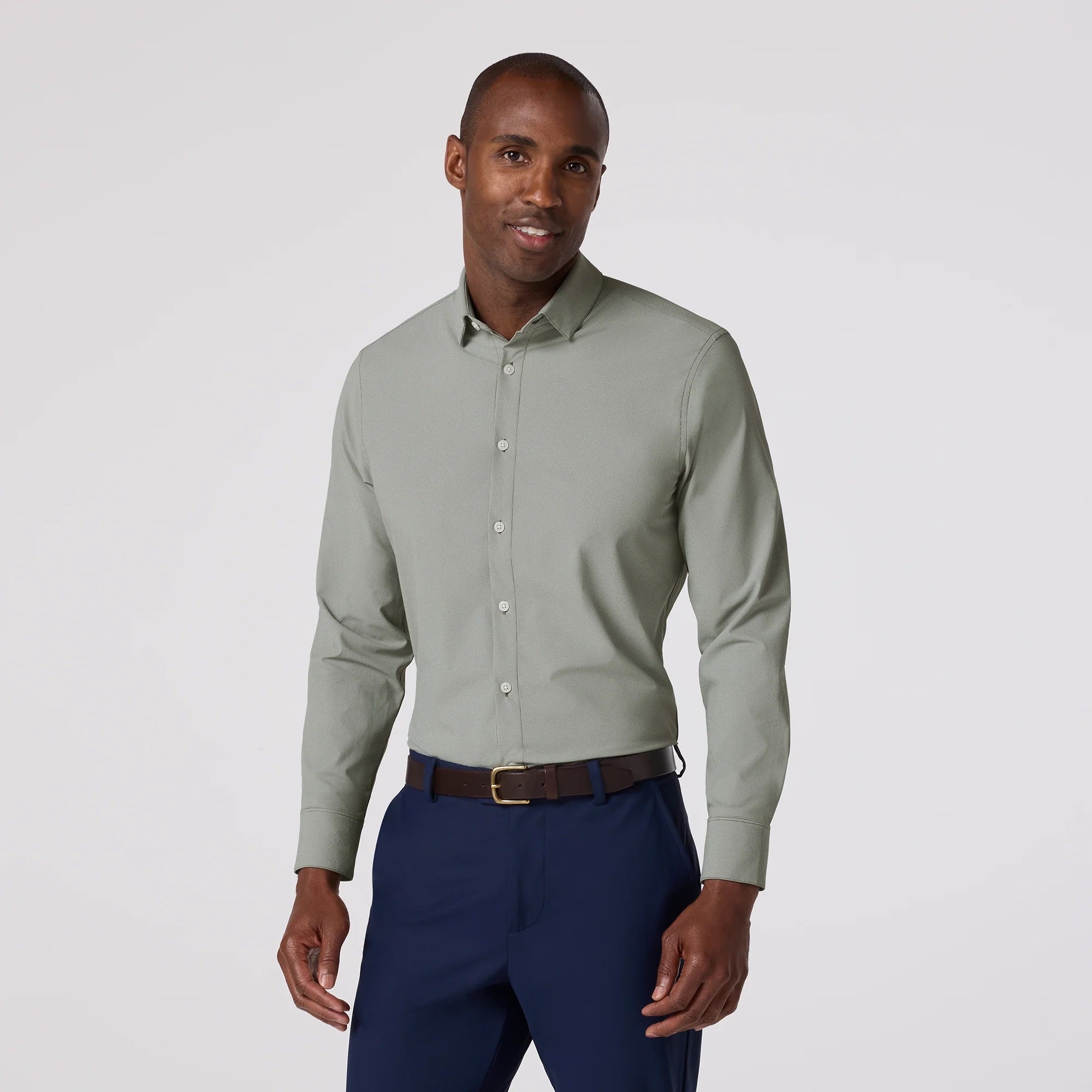 Olive Straton Check Leeward Long Sleeve Dress Shirt | Mizzen+Main