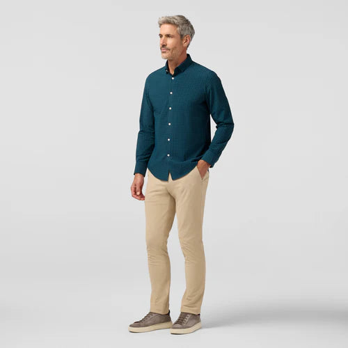 Olive Crew Gingham Leeward Dress Shirt No Tuck Mizzen+Main