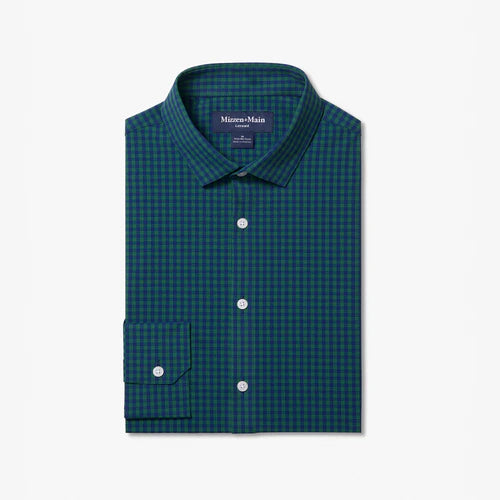 Olive Crew Gingham Leeward Dress Shirt No Tuck Mizzen+Main