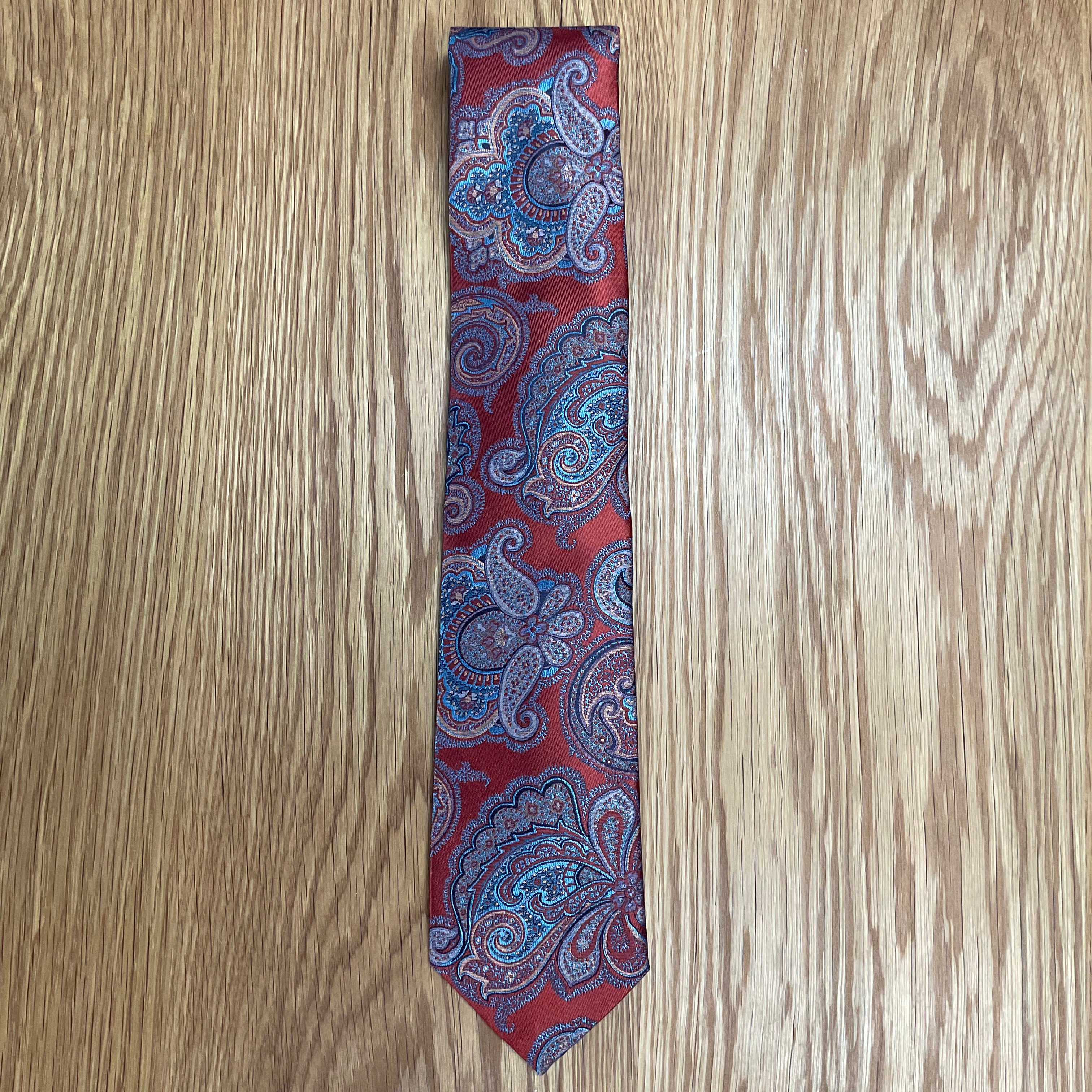 Orange Paisley Silk Tie David Donahue