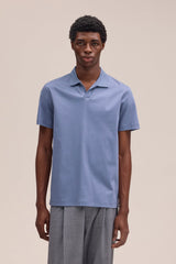 Paul Open Collar Organic Cotton Polo - Stone Blue | NN.07