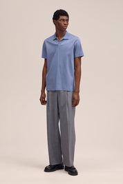 Paul Open Collar Organic Cotton Polo Stone Blue NN.07