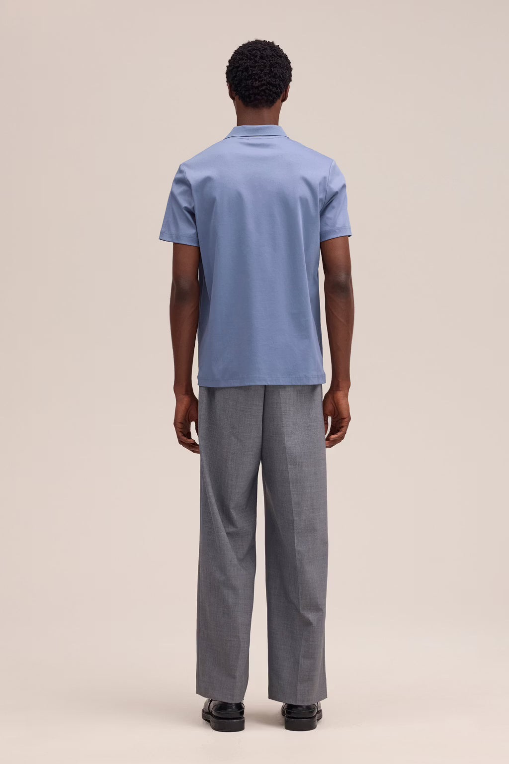 Paul Open Collar Organic Cotton Polo Stone Blue NN.07