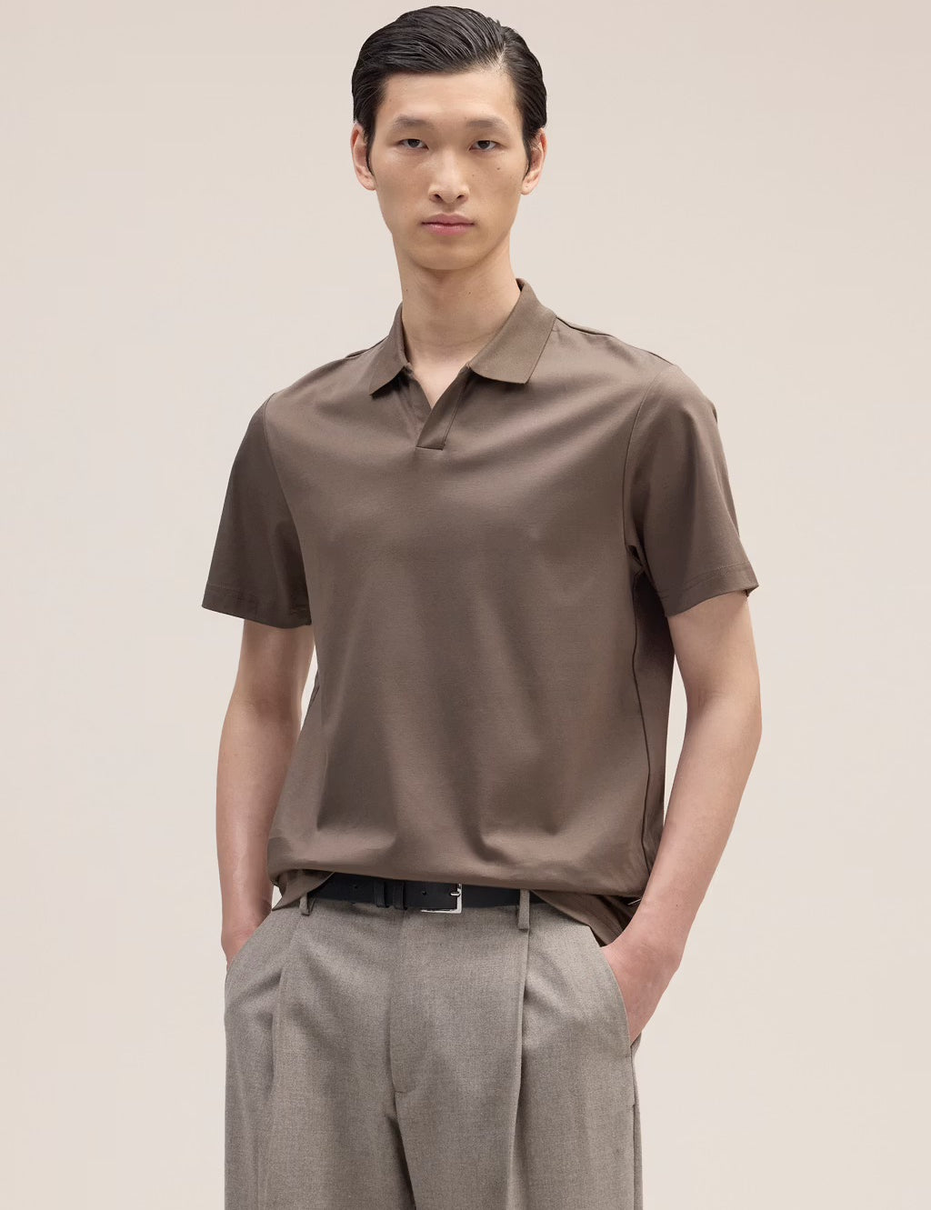 Paul Open Collar Polo NN.07 Marble Husk 