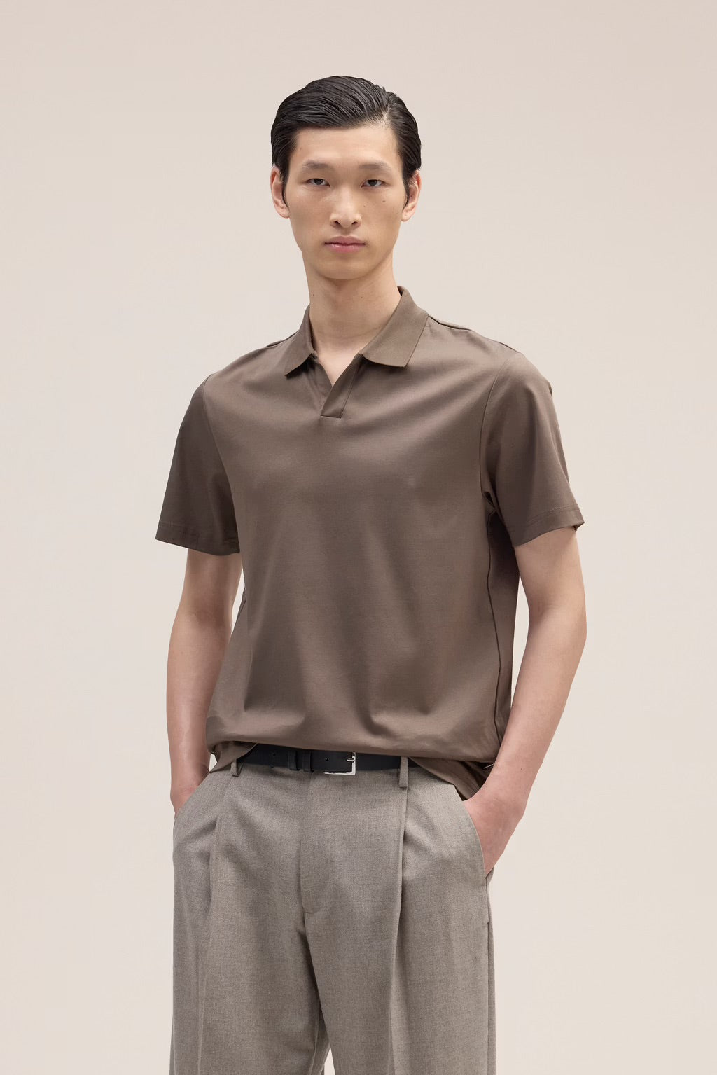 Paul Open Collar Polo NN.07 Marble Husk 