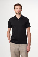 Paul Open Collar Organic Cotton Polo - Black | NN.07