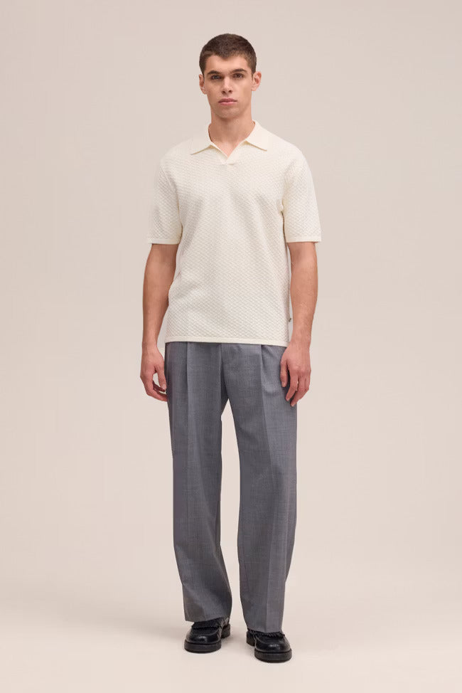 Paul Textured Stitch Polo - Ivory NN.07