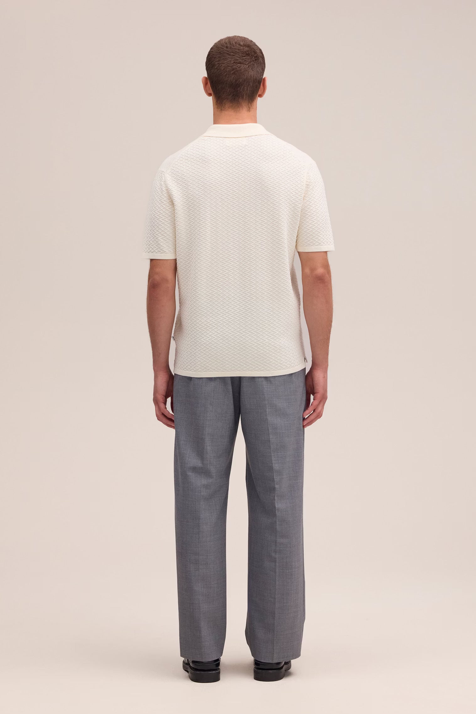 Paul Textured Stitch Polo - Ivory NN.07