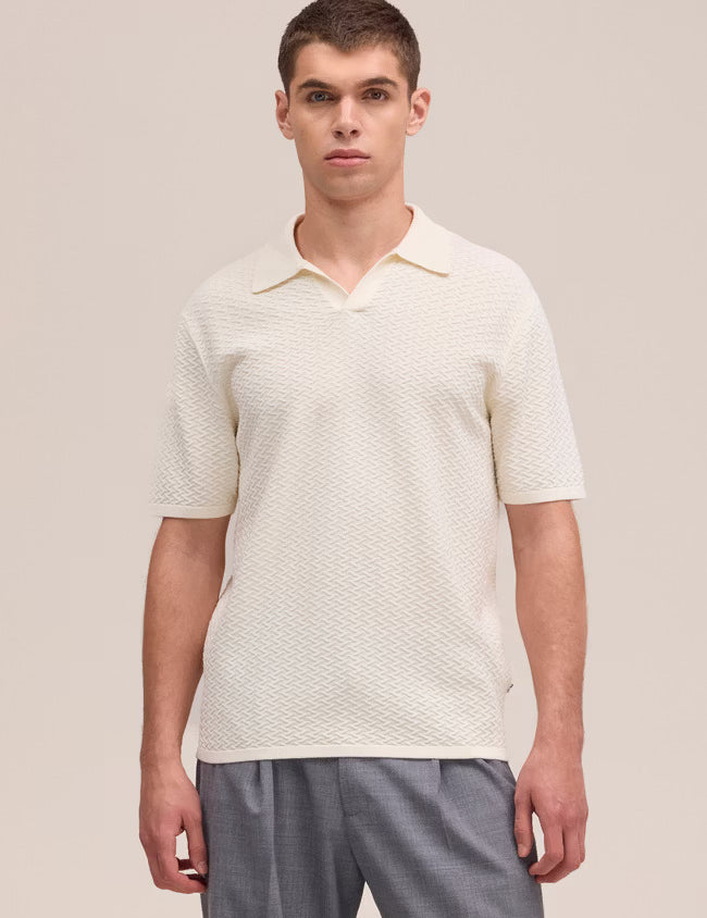 Paul Textured Stitch Polo - Ivory NN.07