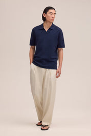 Paul Textured Stitch Polo - Navy Blue NN.07