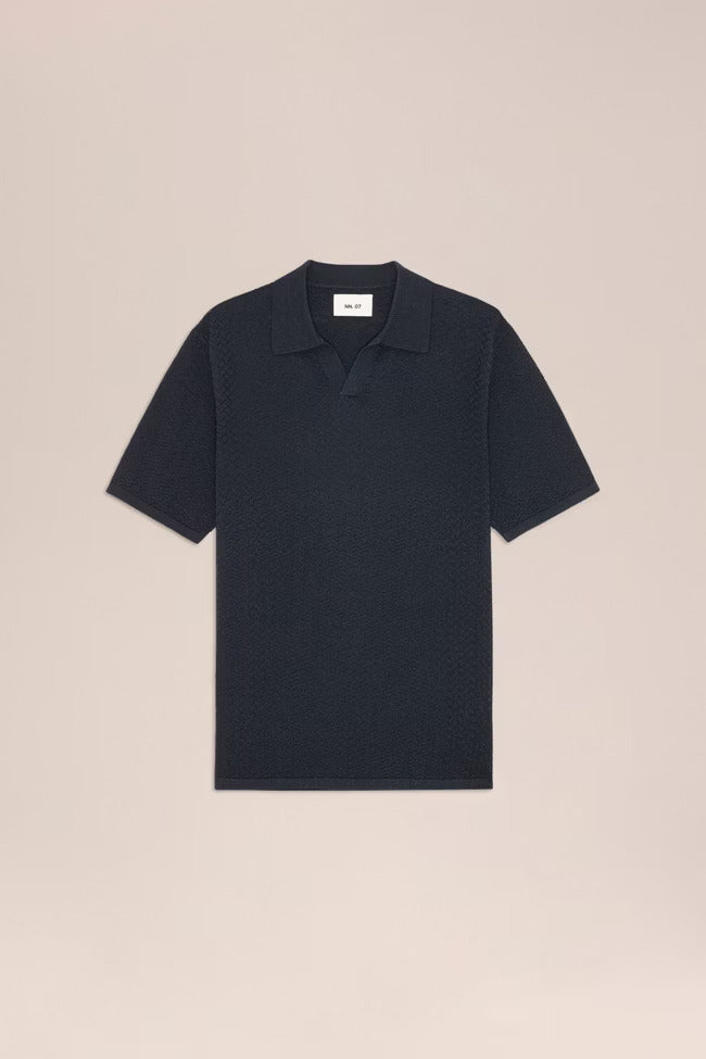 Paul Textured Stitch Polo - Navy Blue NN.07