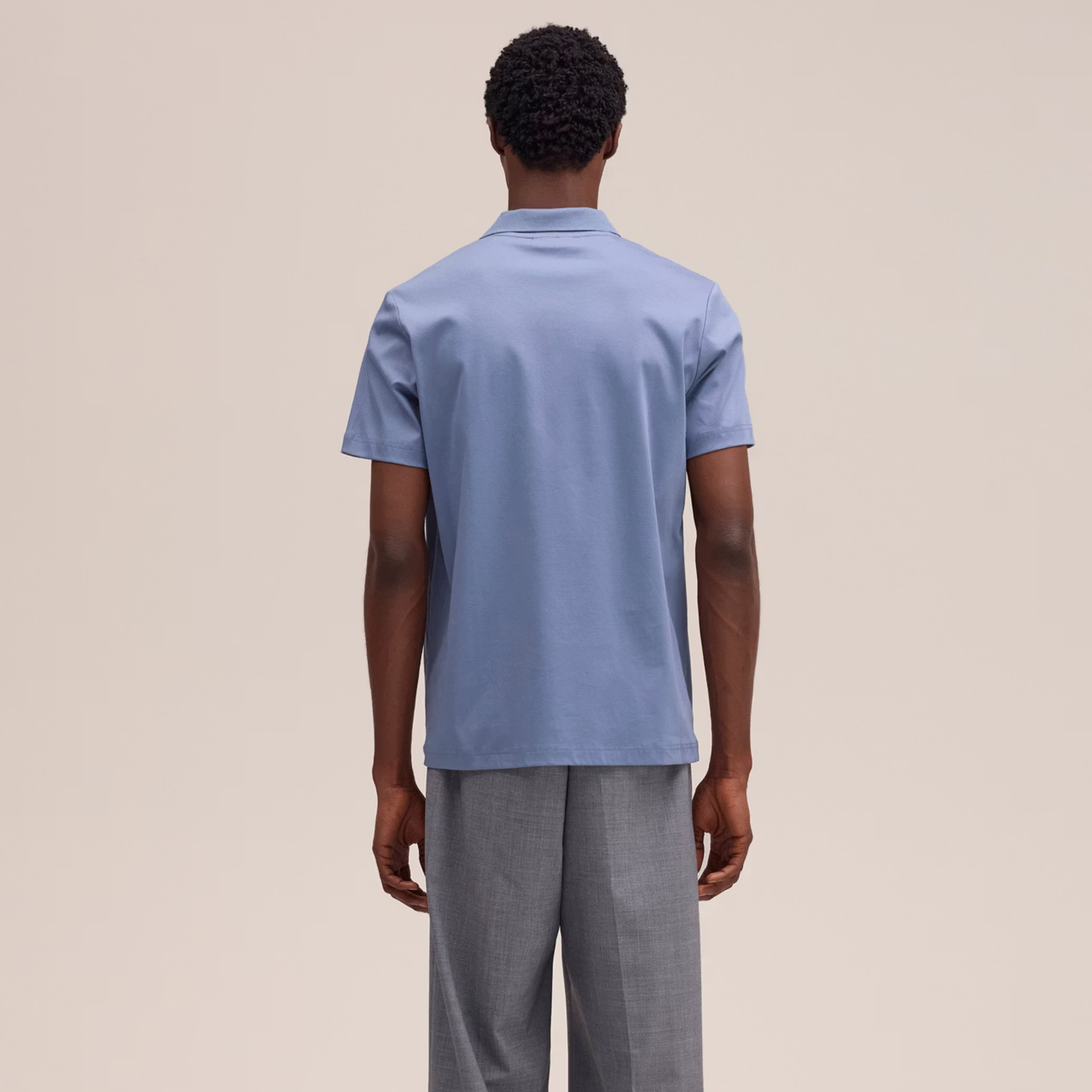 Paul Open Collar Organic Cotton Polo  Stone Blue NN.07