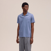 Paul Open Collar Organic Cotton Polo  Stone Blue NN.07