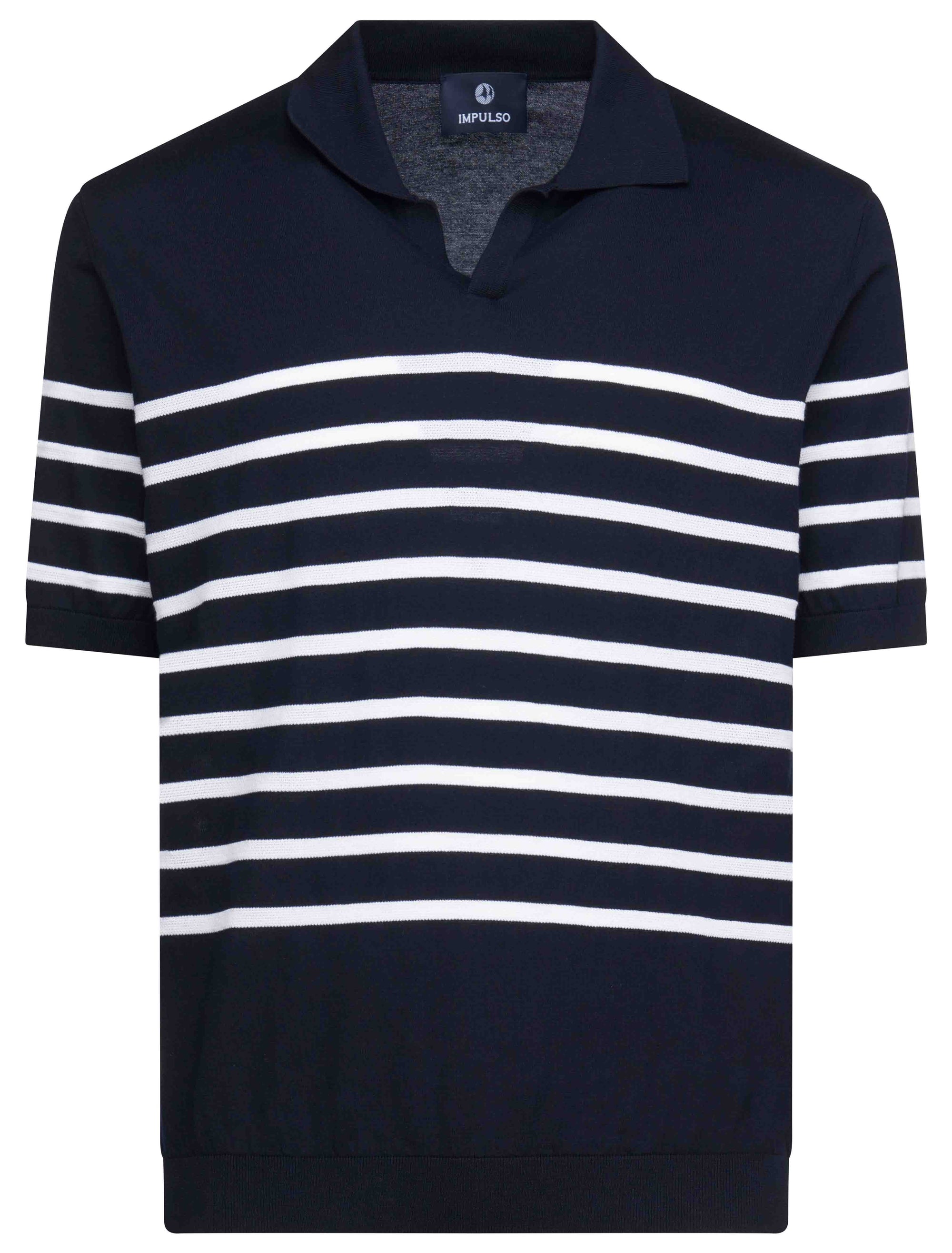 Navy Stripe Short Sleeve Sweater | Impulso