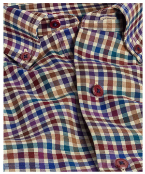 Purple Multi Twill Check Shirt | David Donahue