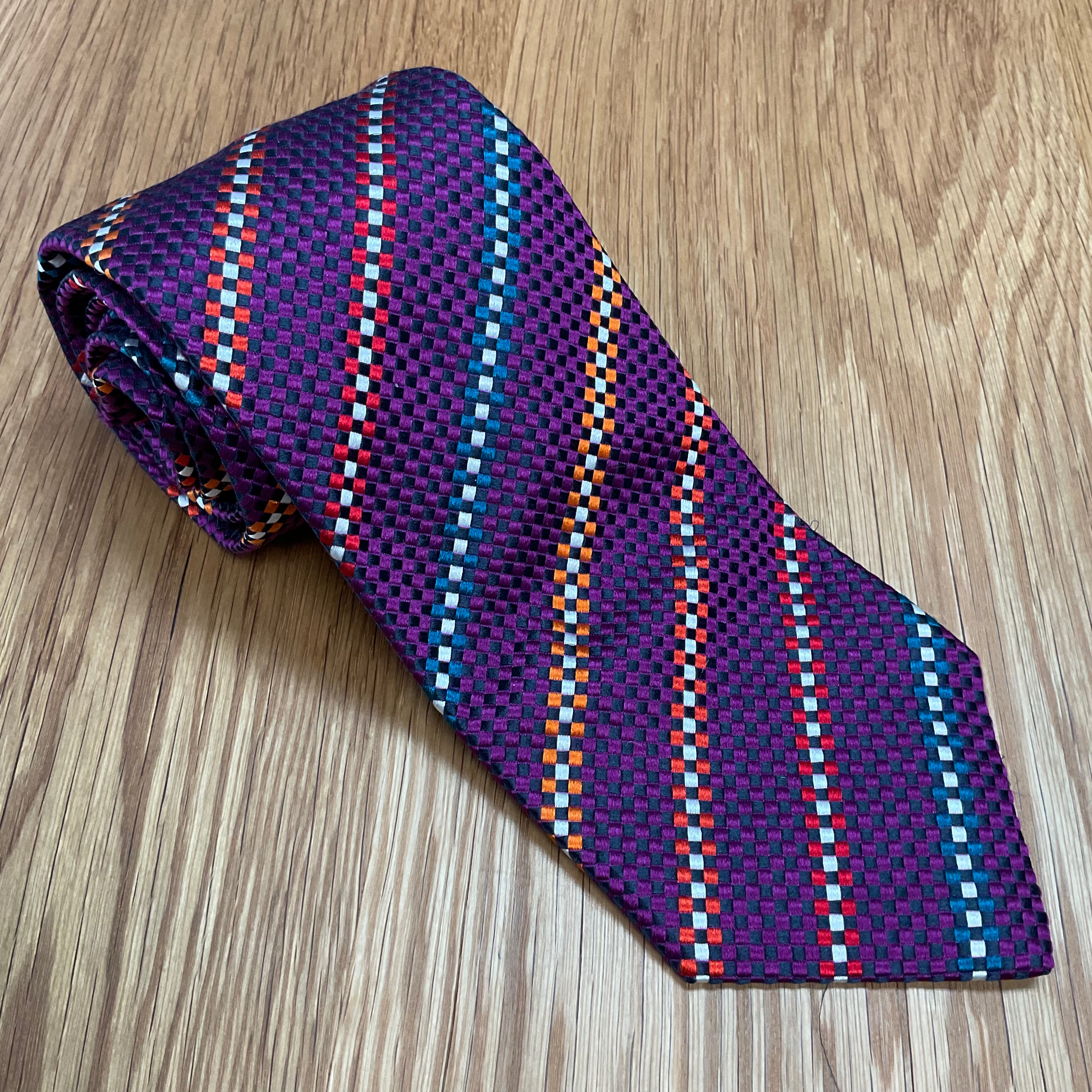 Purple Rainbow Stripe Silk Tie Q. Contrary