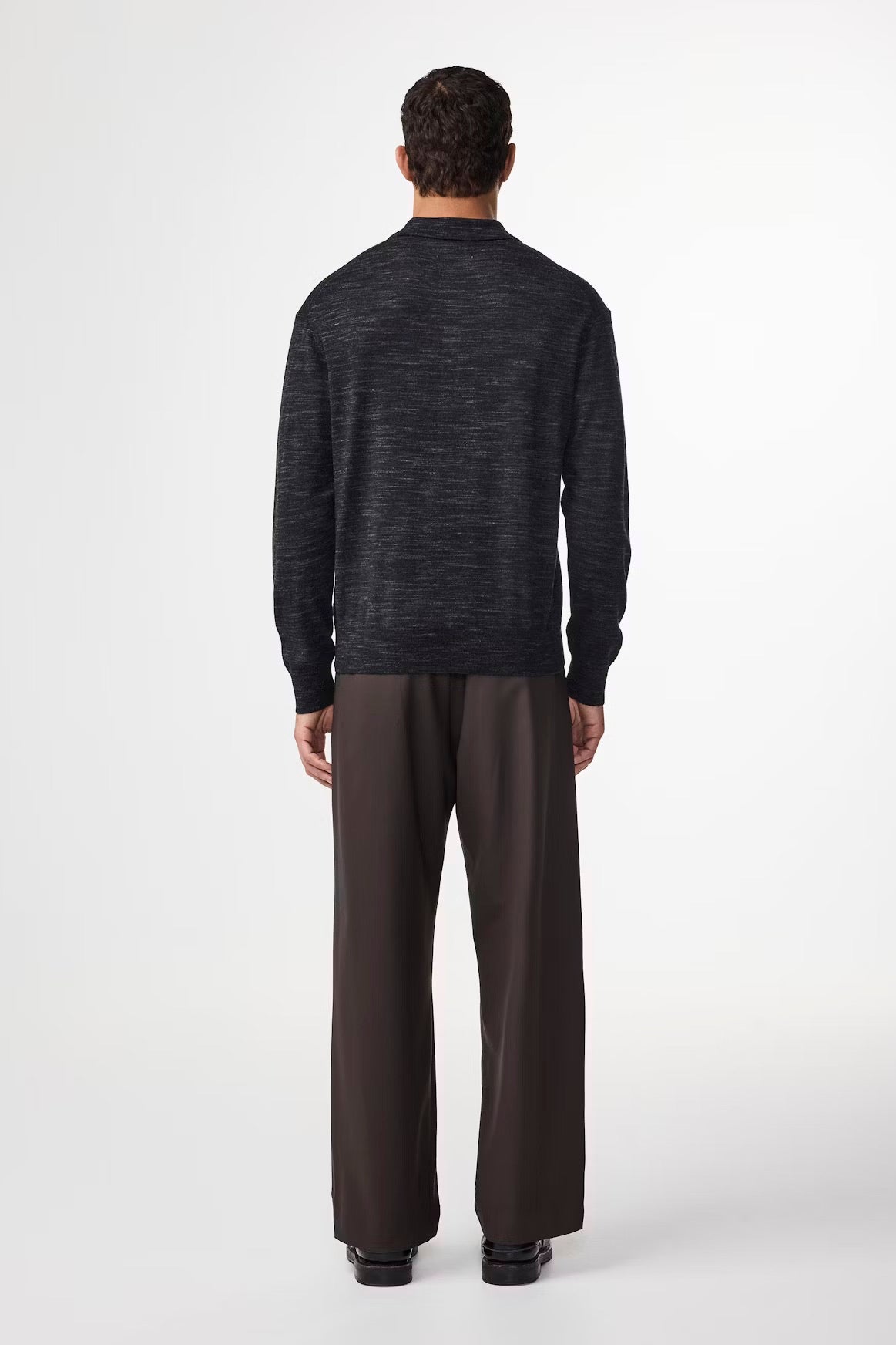 Raymond Long Sleeve Polo in Black from NN. 07 Model Back