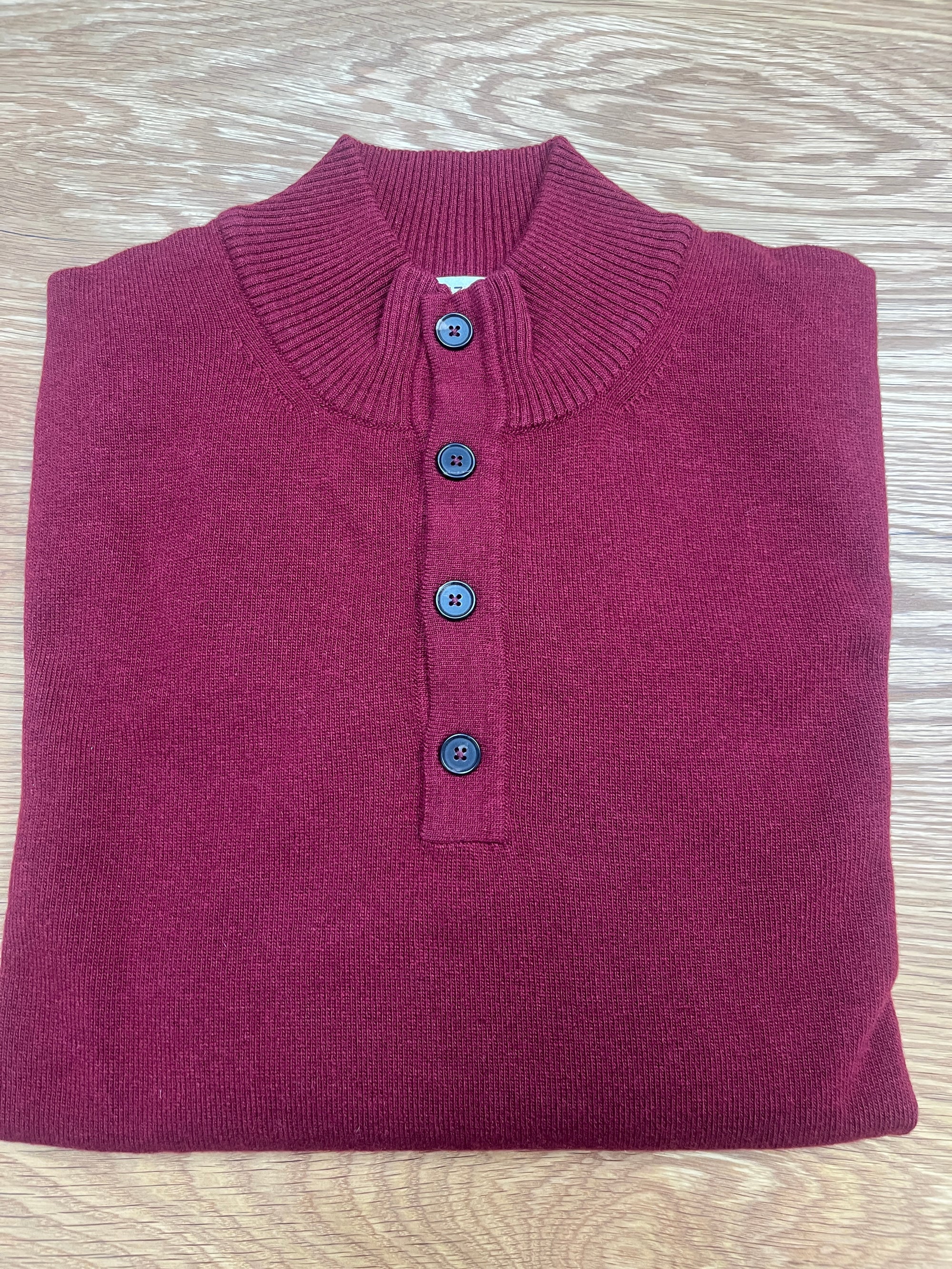 Red Button Mock Neck Sweater | Lorenzoni