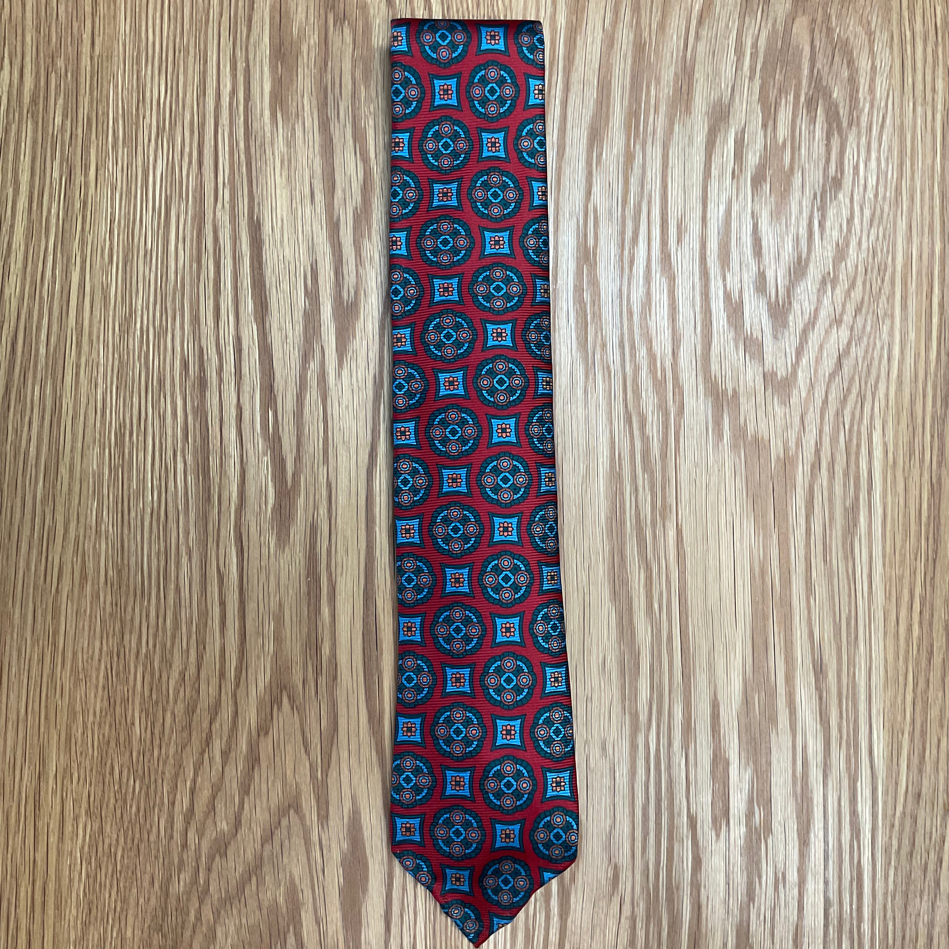 Red Blue Bold Geo Silk Tie Q. Contrary