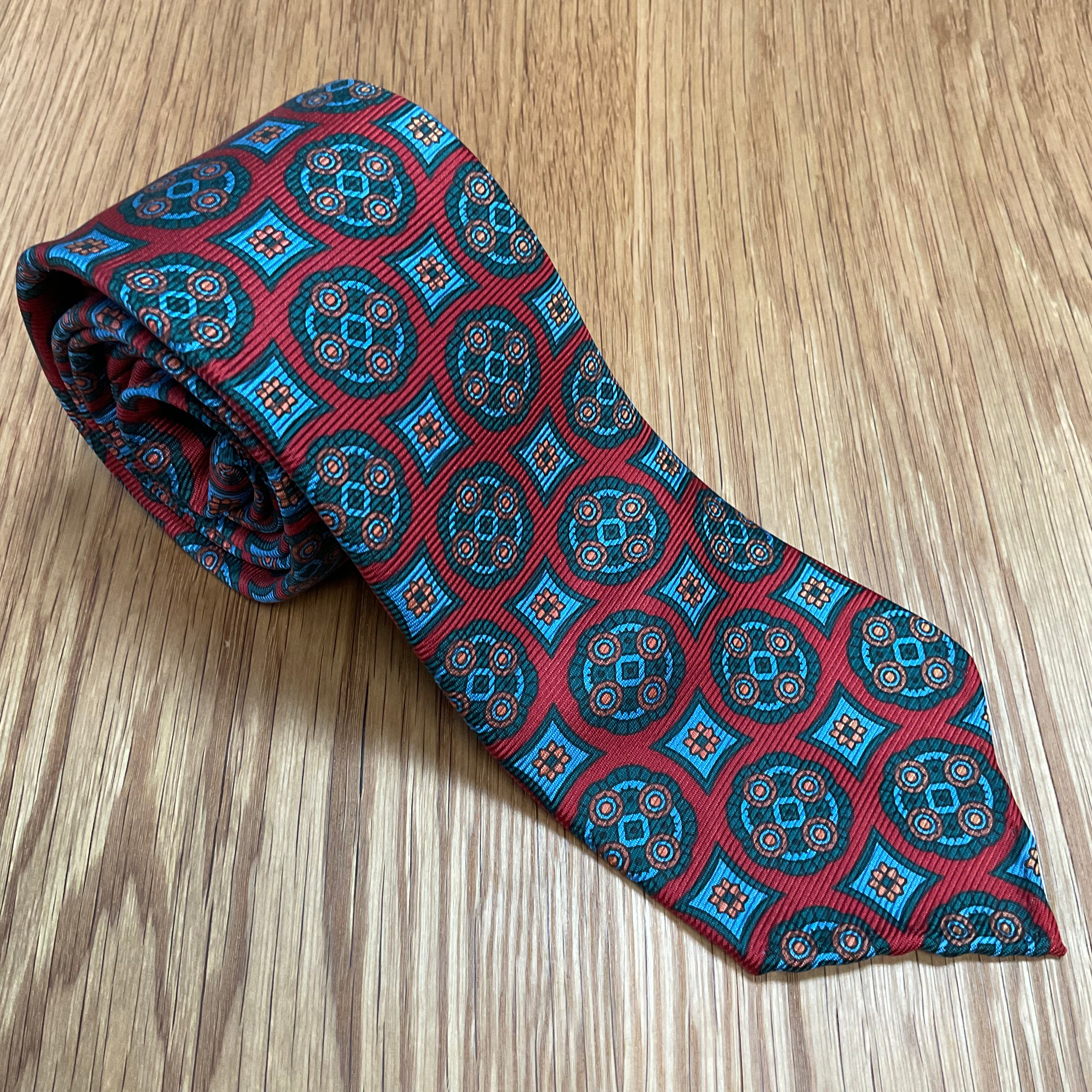 Red Blue Bold Geo Silk Tie Q. Contrary