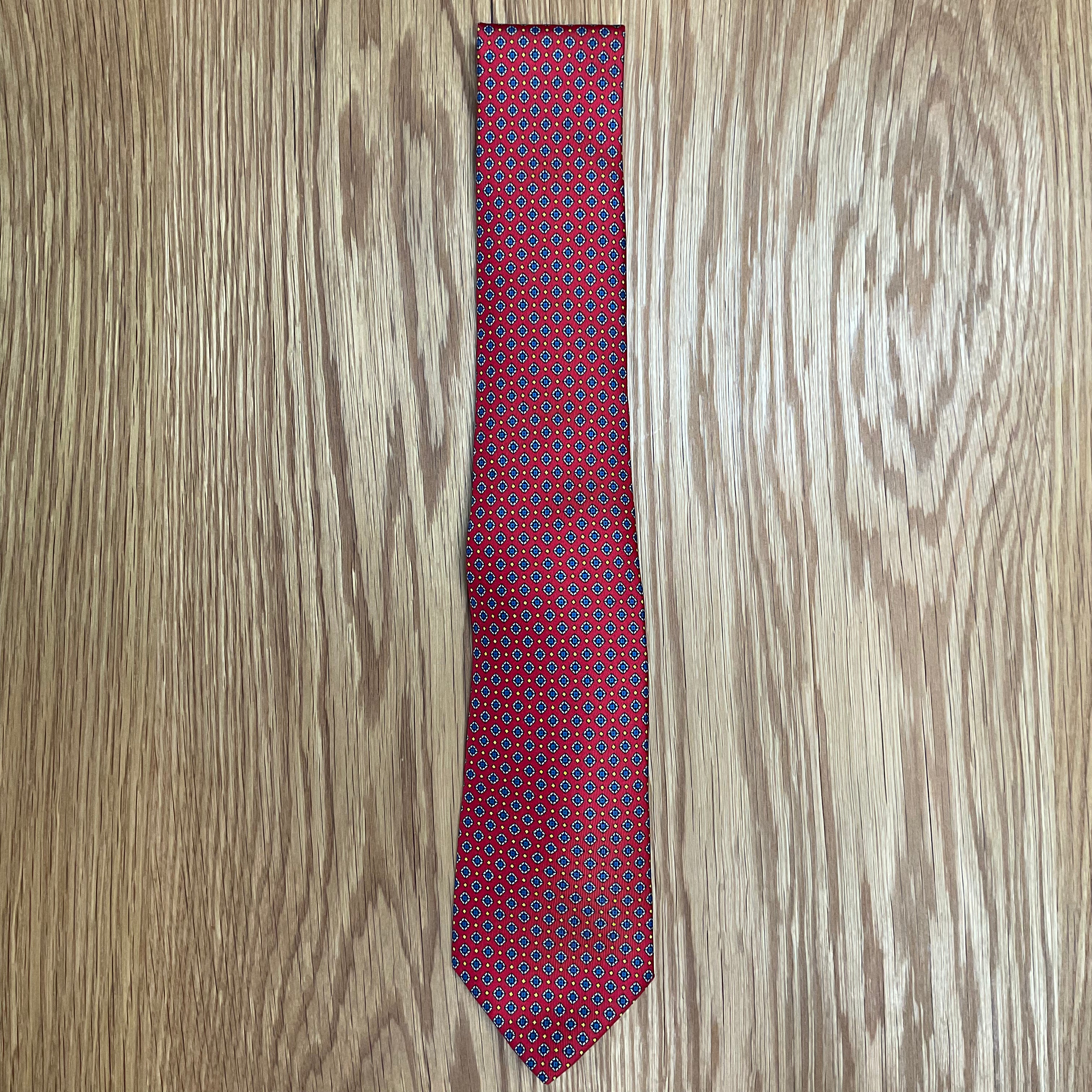 Red Blue Micro Geo Silk Tie Q. Contrary