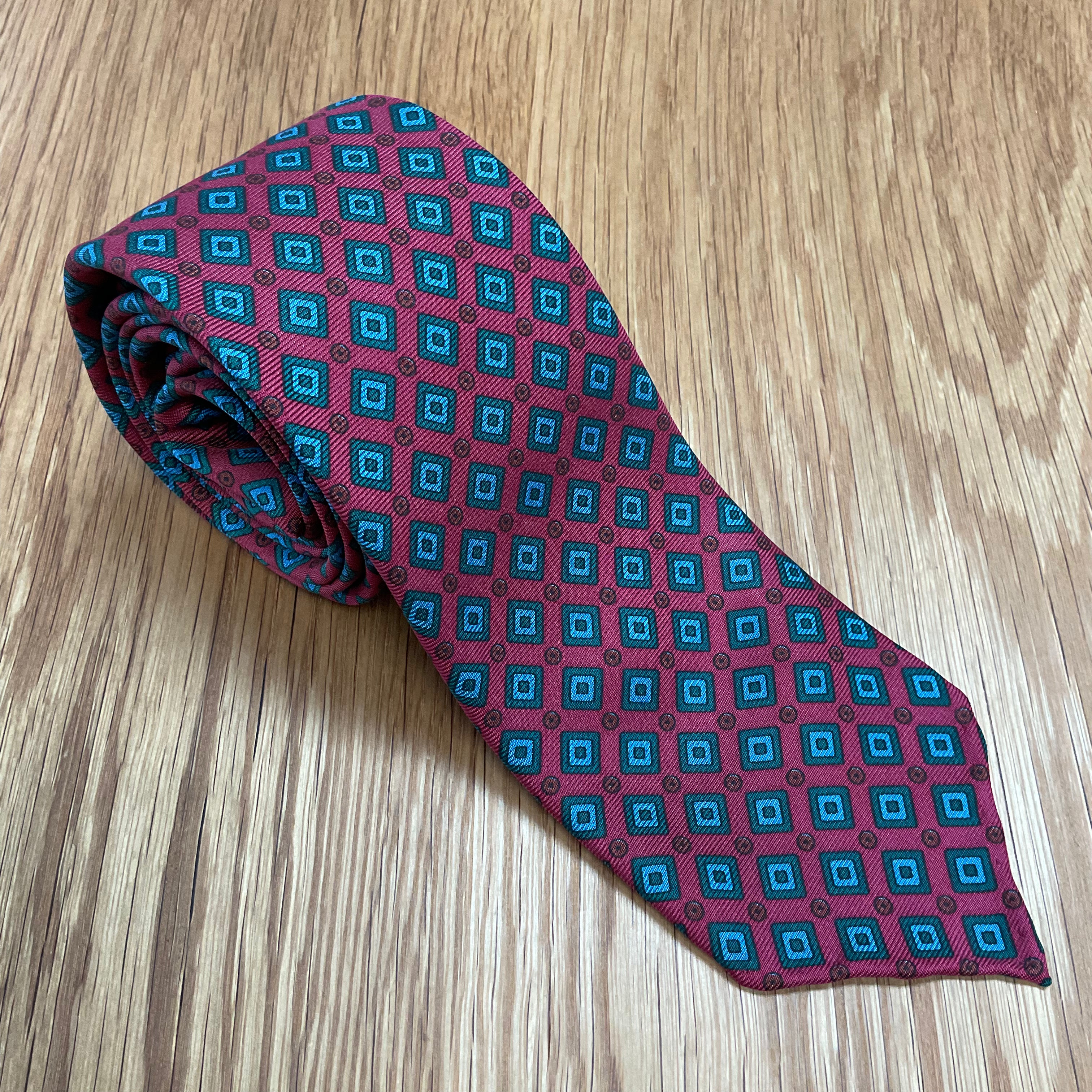 Red Geo Diamond Silk Tie Q. Contrary