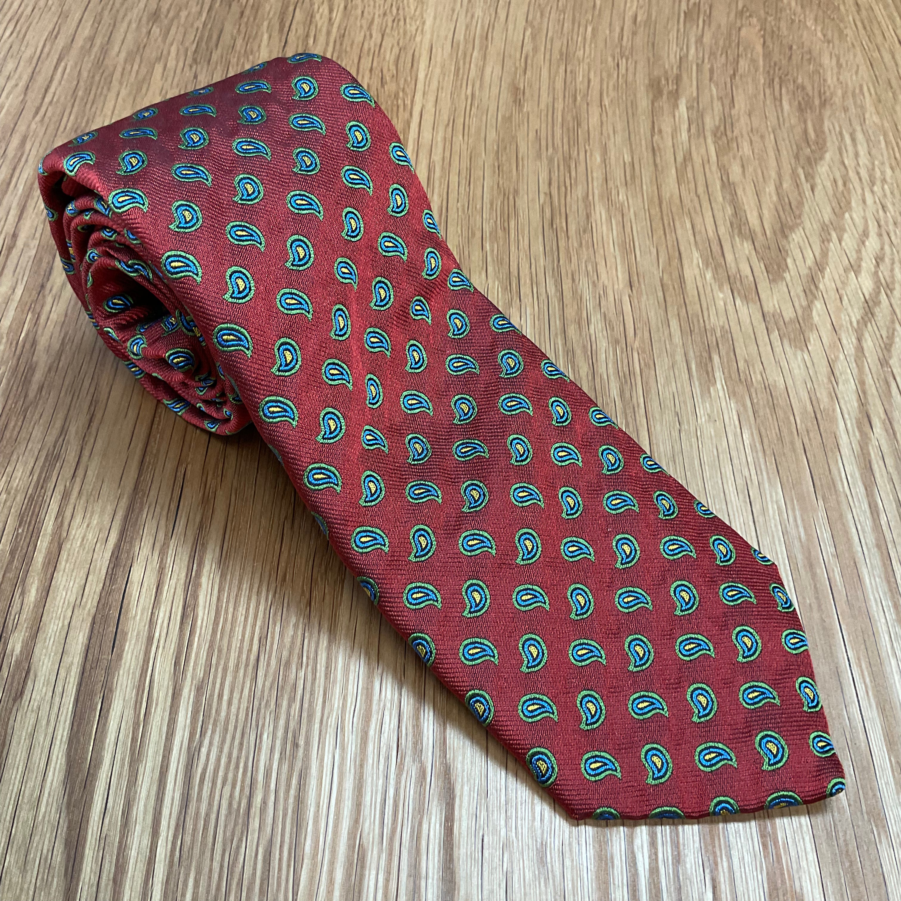 Red Micro Paisley Silk Tie Q. Contrary