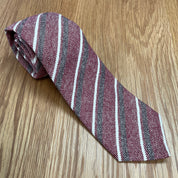 Red White and Grey Tri-Color Stripe Cashmere Neck Tie John G. Hardy