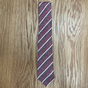 Red White and Grey Tri-Color Stripe Cashmere Neck Tie John G. Hardy