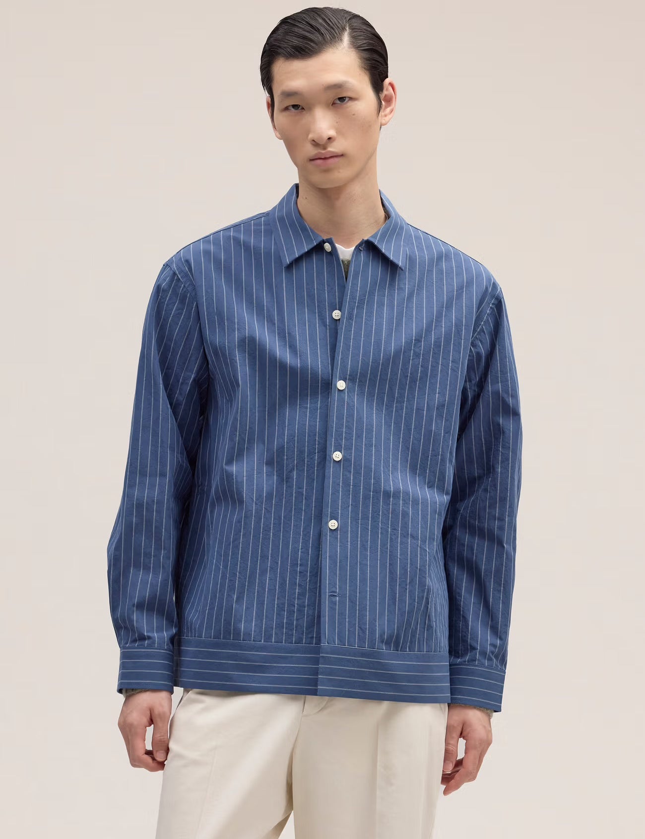 Reed Relaxed fit organic cotton Overshirt in Blue Stone by NN.07