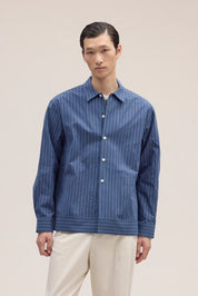 Reed Relaxed fit organic cotton Overshirt in Blue Stone by NN.07