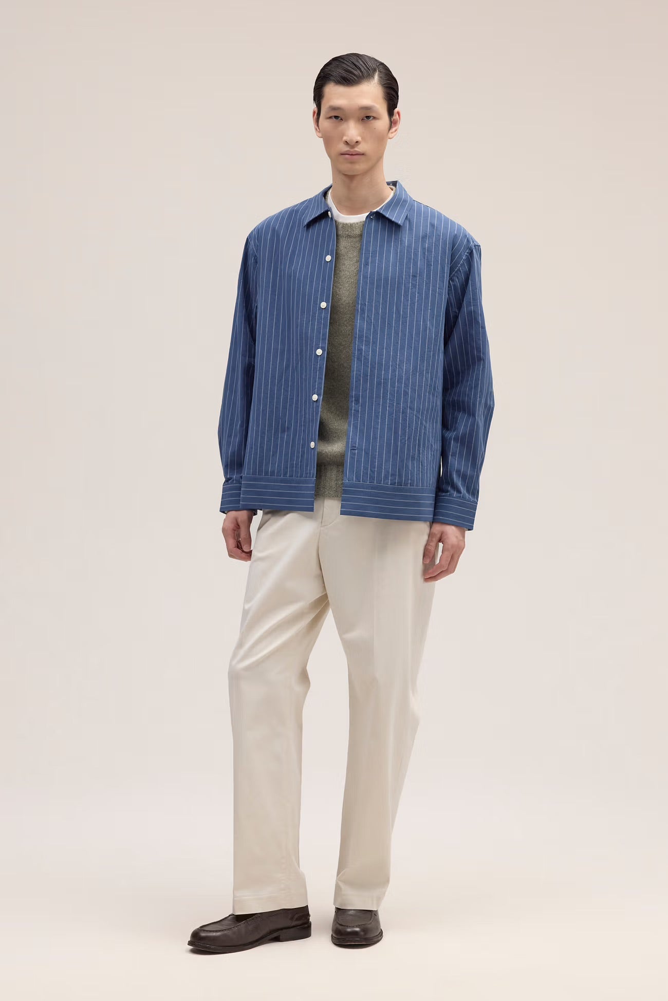 Reed Relaxed fit organic cotton Overshirt in Blue Stone by NN.07