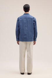 Reed Relaxed fit organic cotton Overshirt in Blue Stone by NN.07