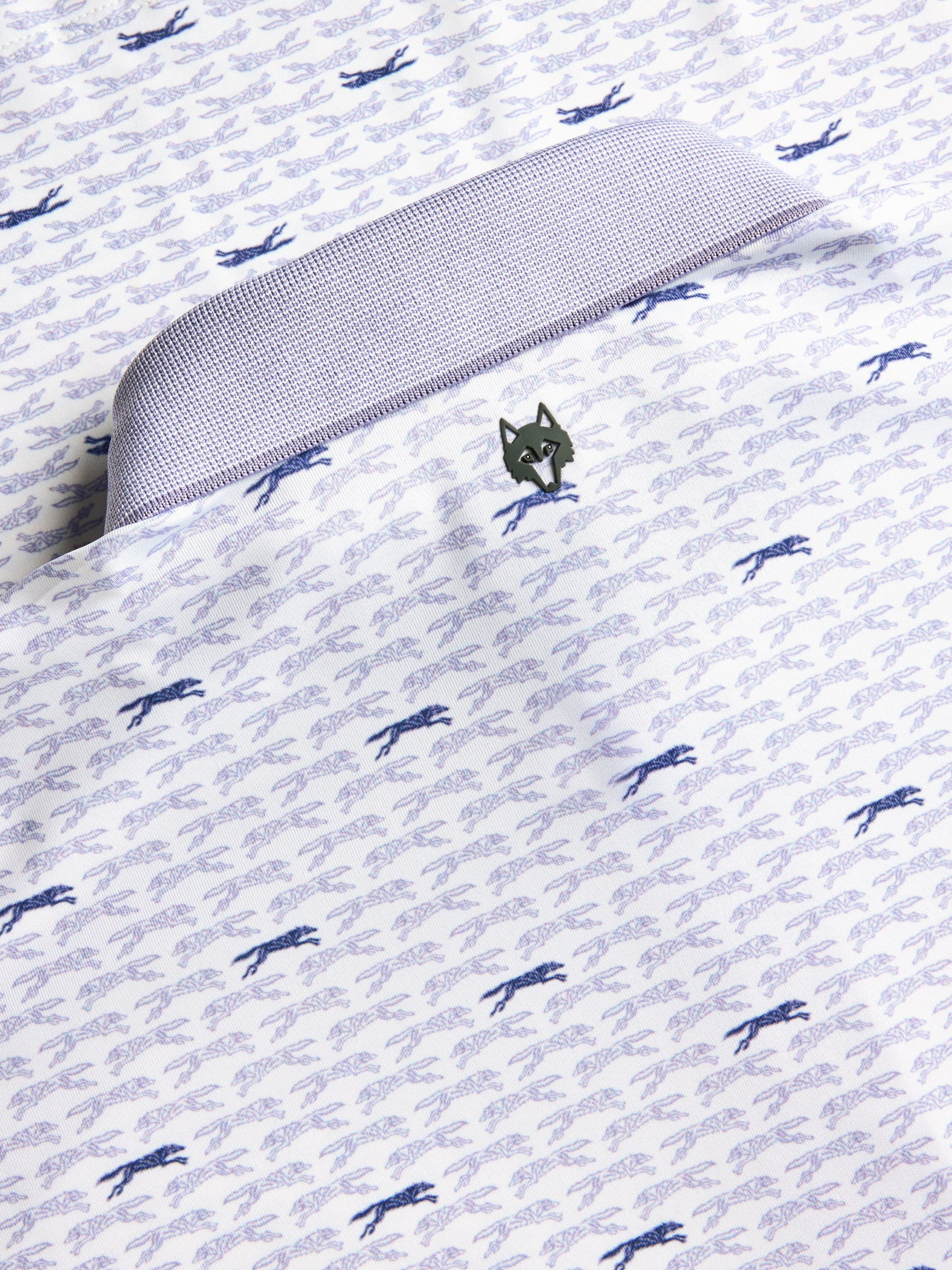 Running Wolf Short Sleeve Polo Arctic Greyson Clothiers back collar