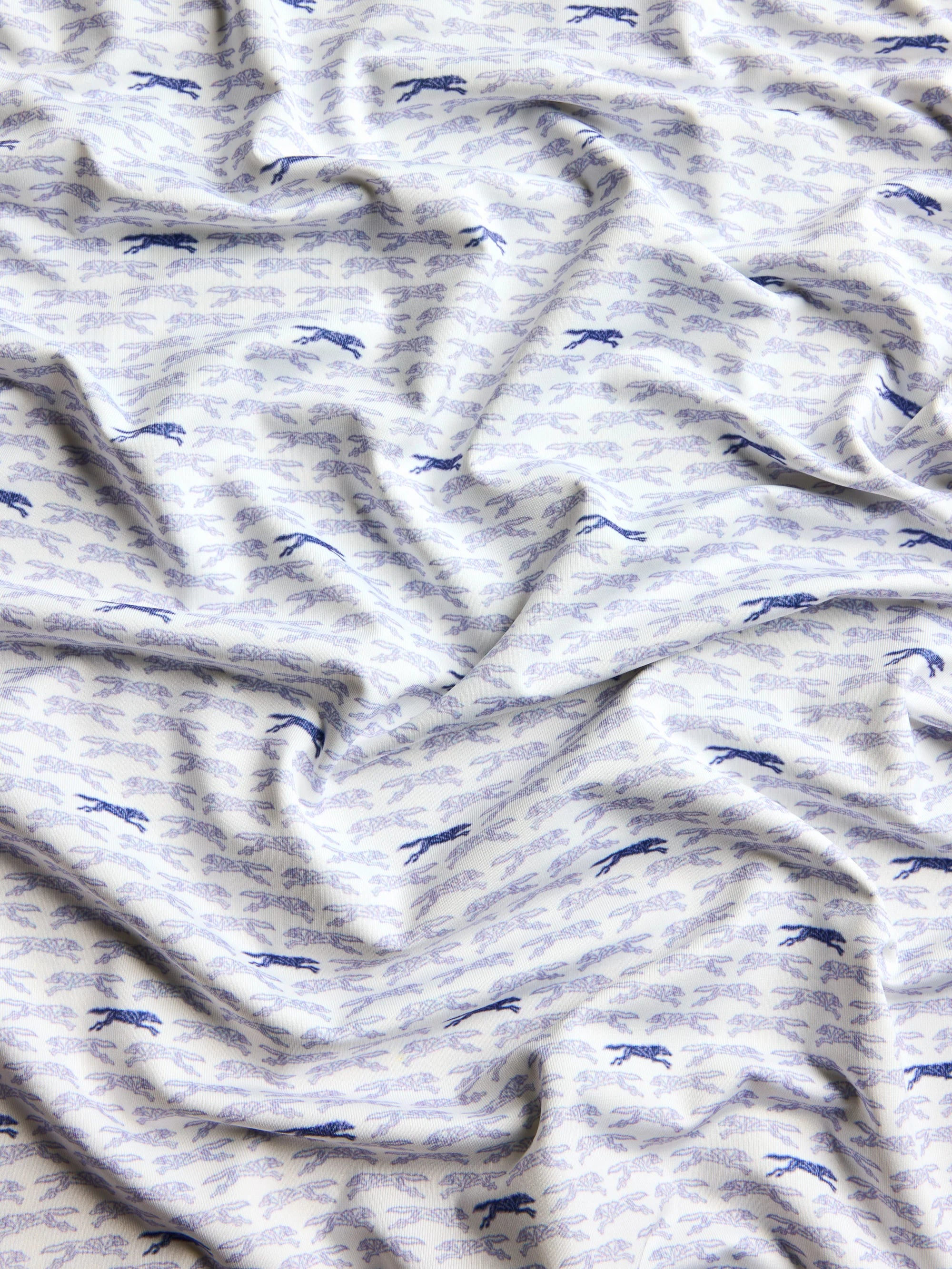 Running Wolf Short Sleeve Polo Arctic Greyson Clothiers fabric