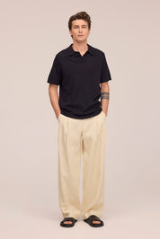 Ryan Knitted Linen Blend Polo Black NN.07