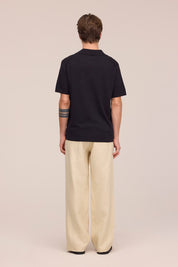 Ryan Knitted Linen Blend Polo Black NN.07
