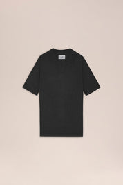 Ryan Knitted Linen Blend Polo Black NN.07