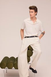 Ryan Knitted Linen Blend Polo Oat NN.07