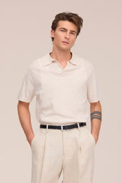 Ryan Knitted Linen Blend Polo Oat NN.07