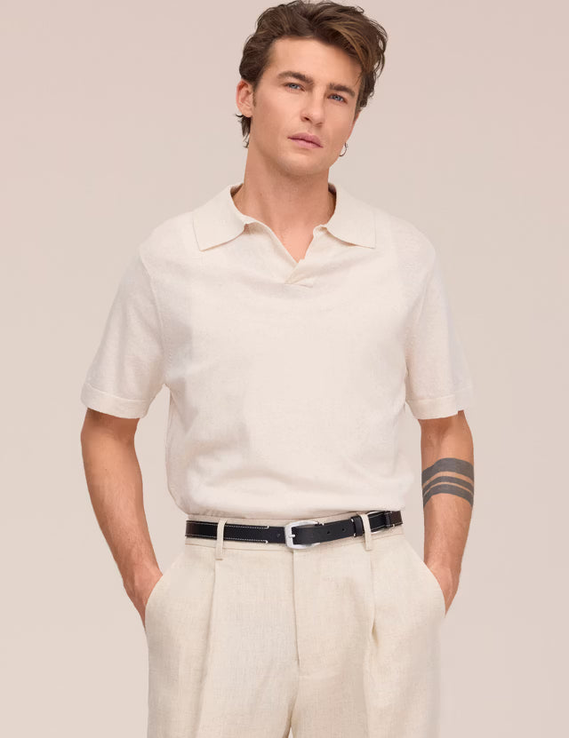 Ryan Knitted Linen Blend Polo Oat NN.07