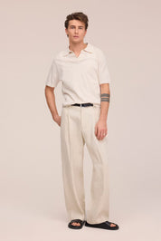 Ryan Knitted Linen Blend Polo Oat NN.07
