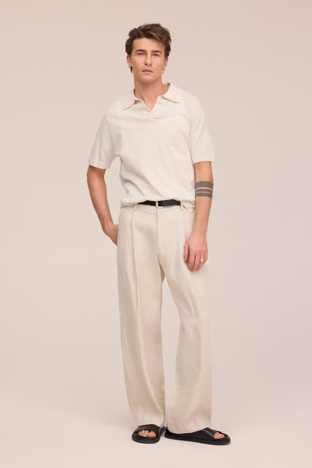 Ryan Knitted Linen Blend Polo Oat NN.07